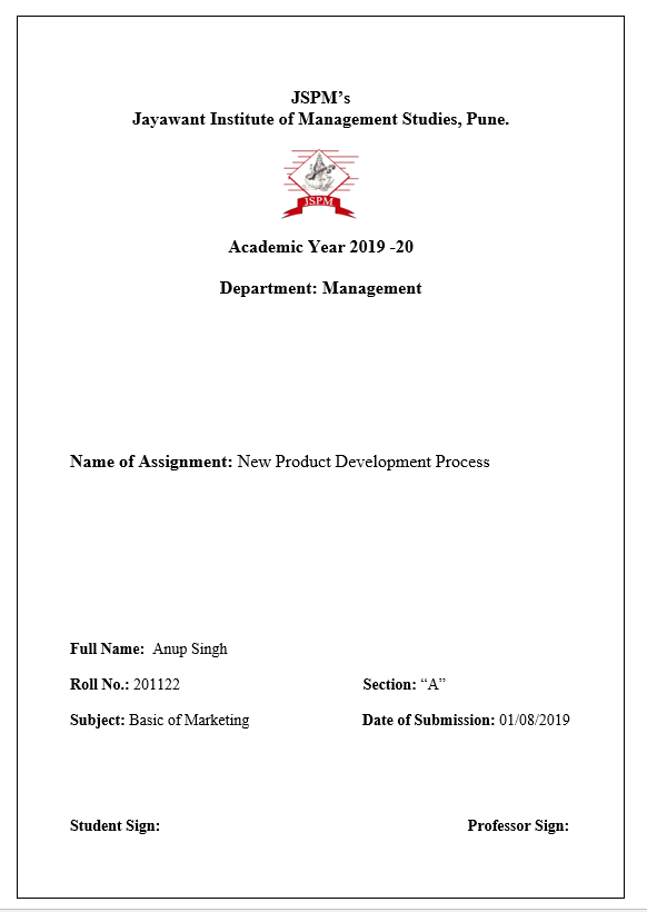 assignment cover page pdf