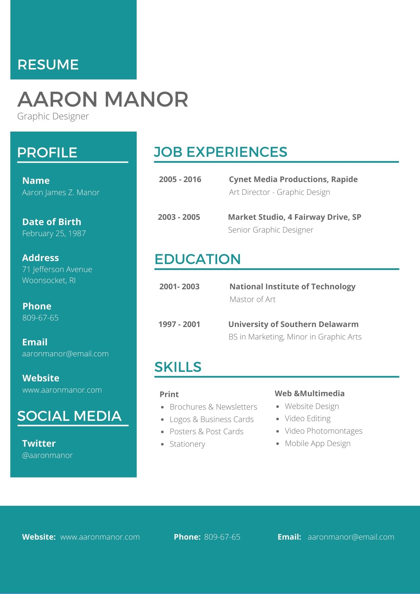 resume template for marketing